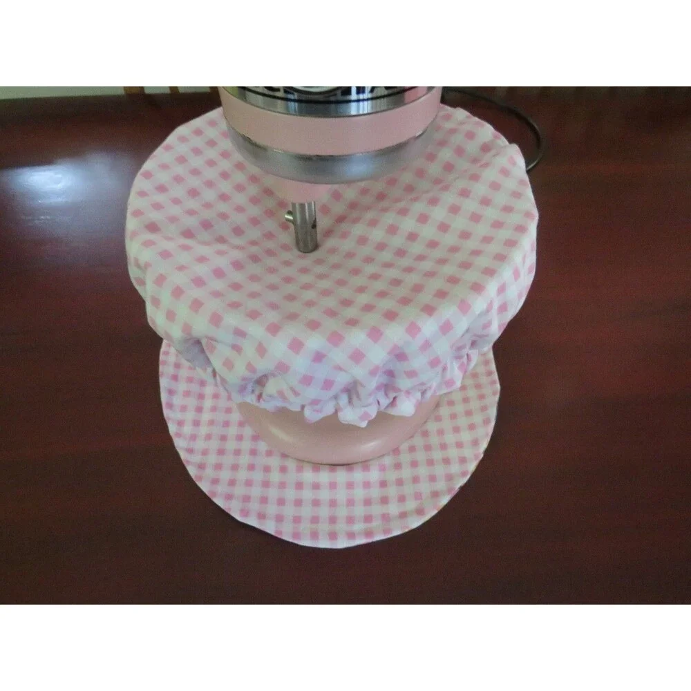 Mixer Bowl Cover Reversible Coneflowers, Pink Gingham and Matching Sliding Mat
